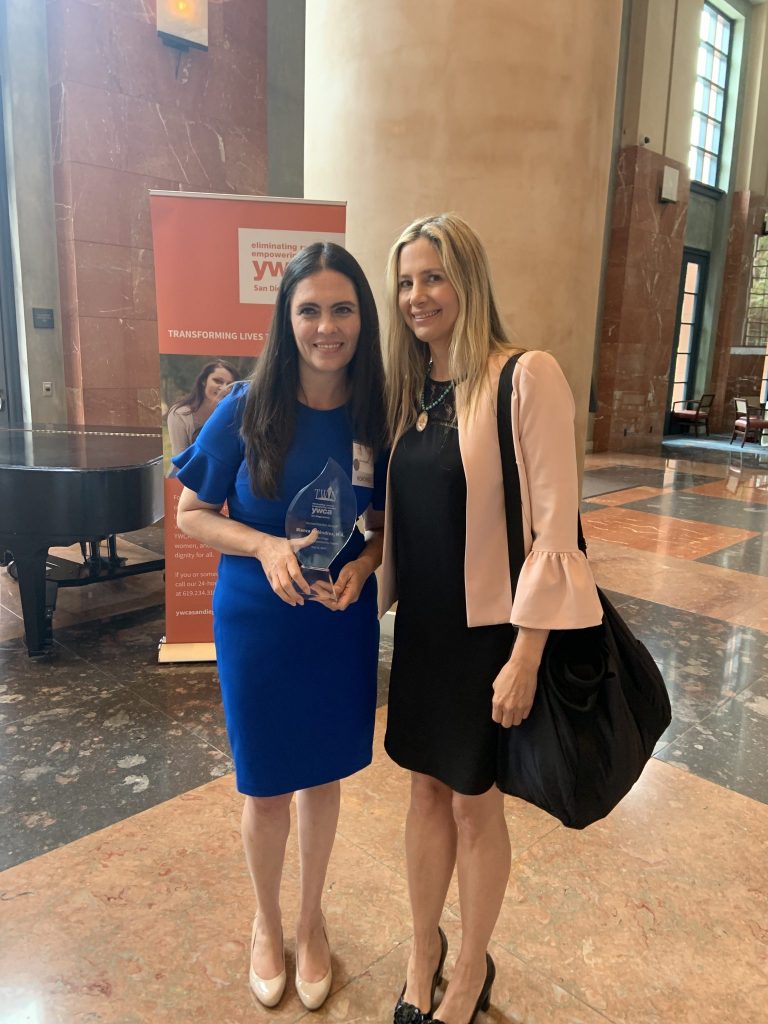 Executive Director Blanca Meléndrez with keynote speaker Mira Sorvino, a passionate champion of victims of social justice and an Academy Award-winning actress, documentary filmmaker, and United Nations Goodwill Ambassador.